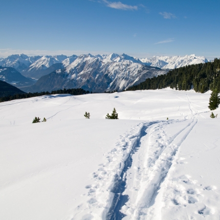 Beautiful winter scenery with footpath